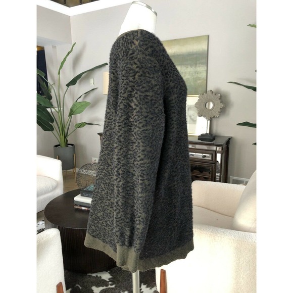 Mesh Lace Olive/black Animal Print Sweater - Picture 3 of 8